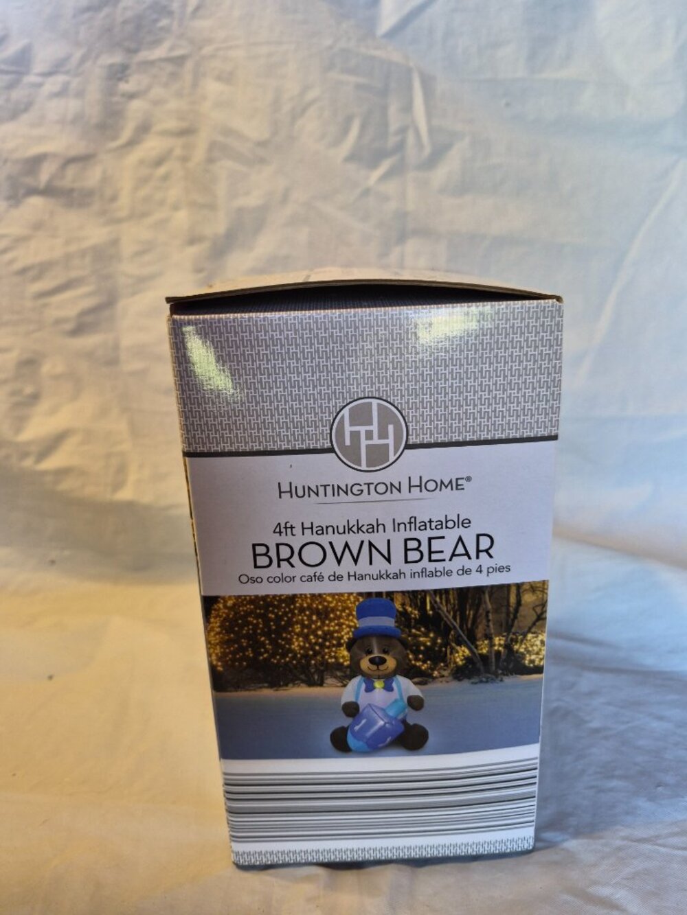 NEW 4 ft Huntington Home Hannukah Inflatable Bronw Bear +Dreidel Yard Decoration - Picture 3 of 5